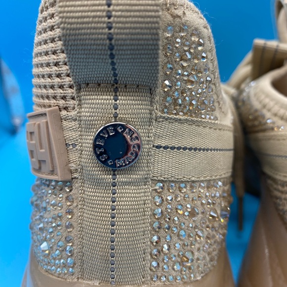 Steve Madden Maxima Blush Gold Nude Sparkle Rhinestone Sneakers Size 9.5M - Picture 6 of 12